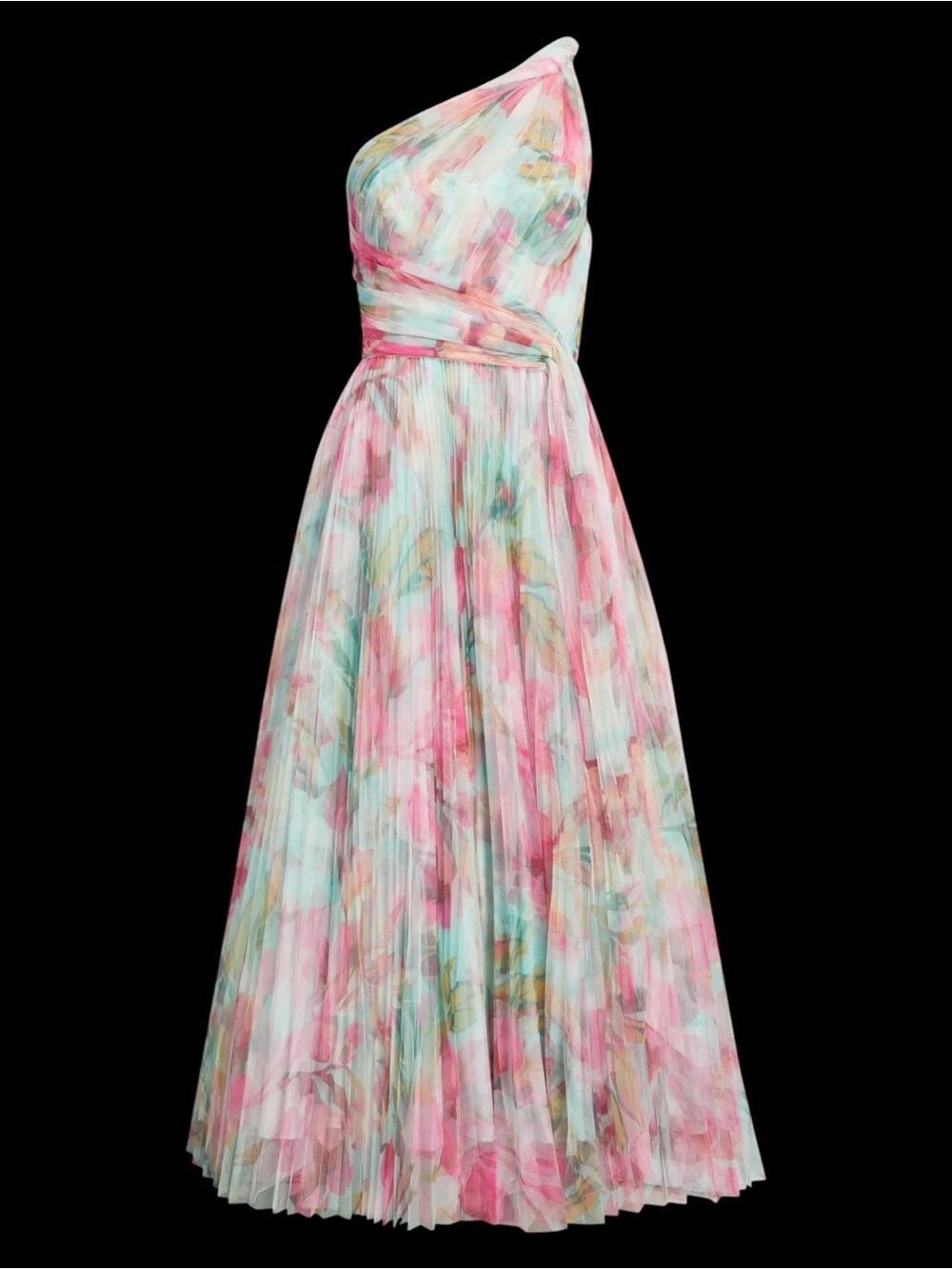 Hutch Philippa Dress Pink Mint Tropical Tulle One Shoulder NWT